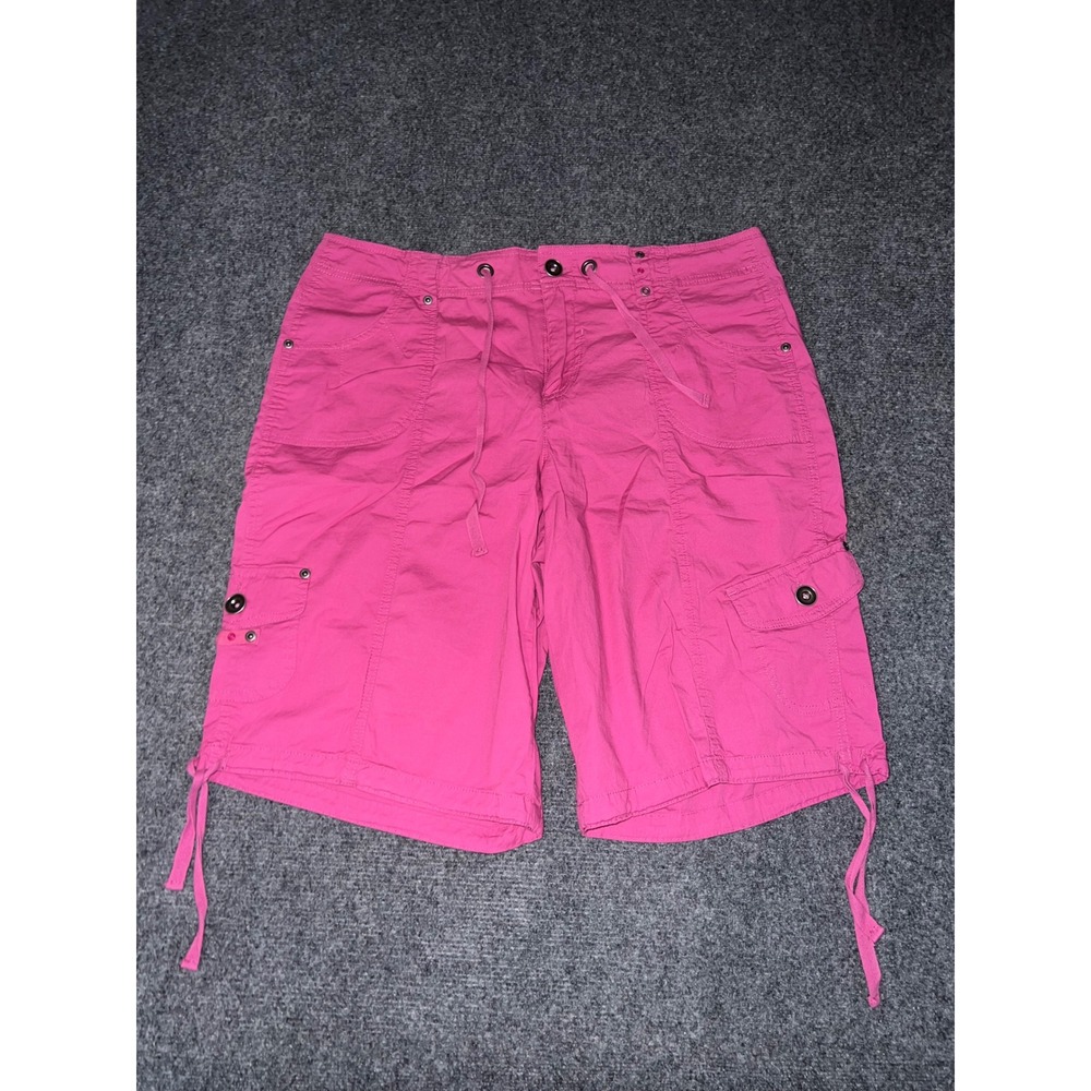 Ron Jon Surf Shop Magenta Pink Cargo Shorts Women Size 14 Cotton Blend Utility